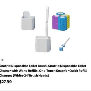 White Disposable Toilet Brush with Wand Refills